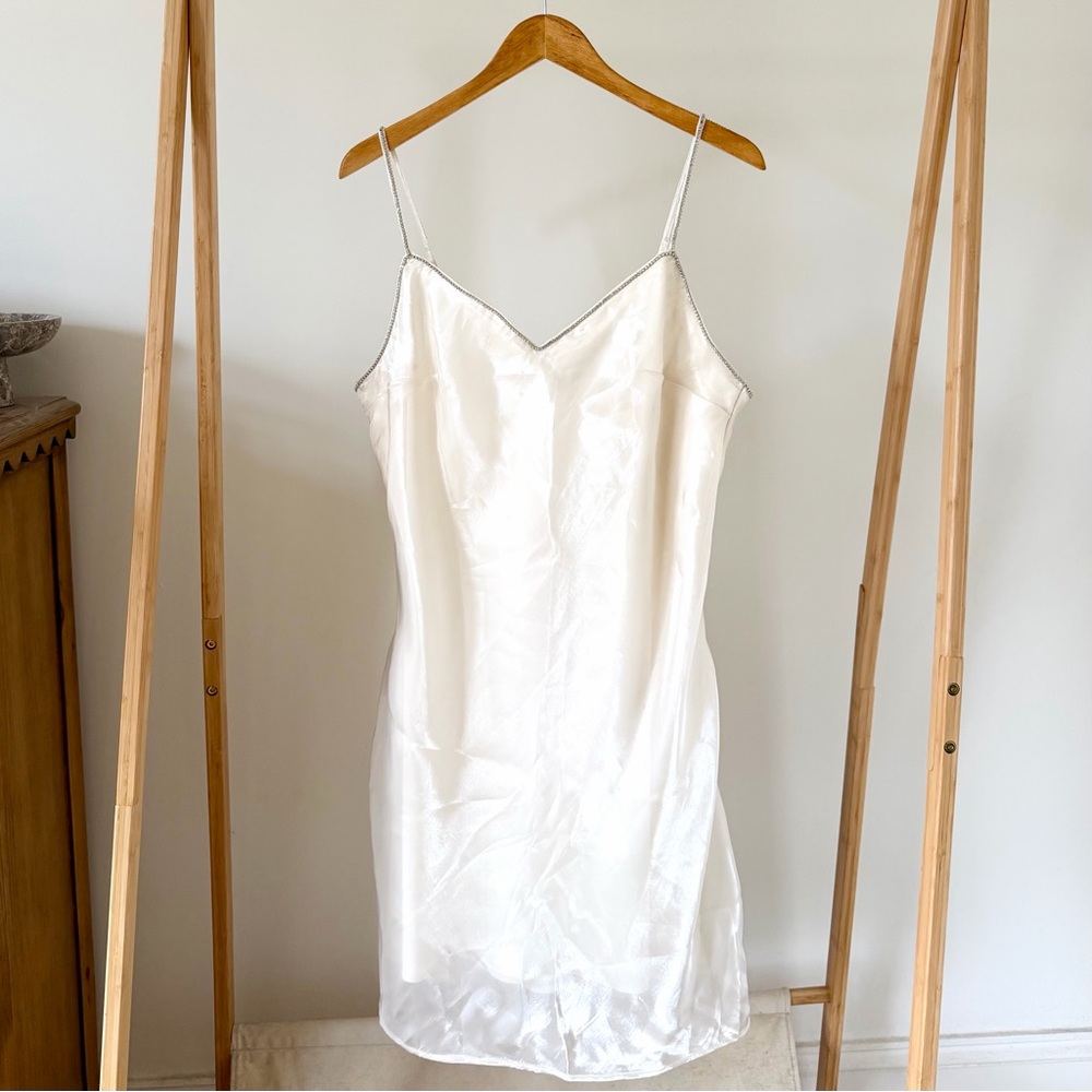 NWT Abercrombie & Fitch Diamanté Rhinestone Strap Mini Dress in White - XL